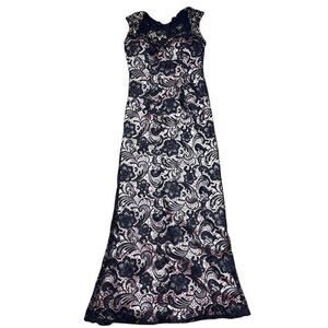 Mona Lisa Women's Black Lace Long Evening Gown Size 10 Formal Dress Rhinestones